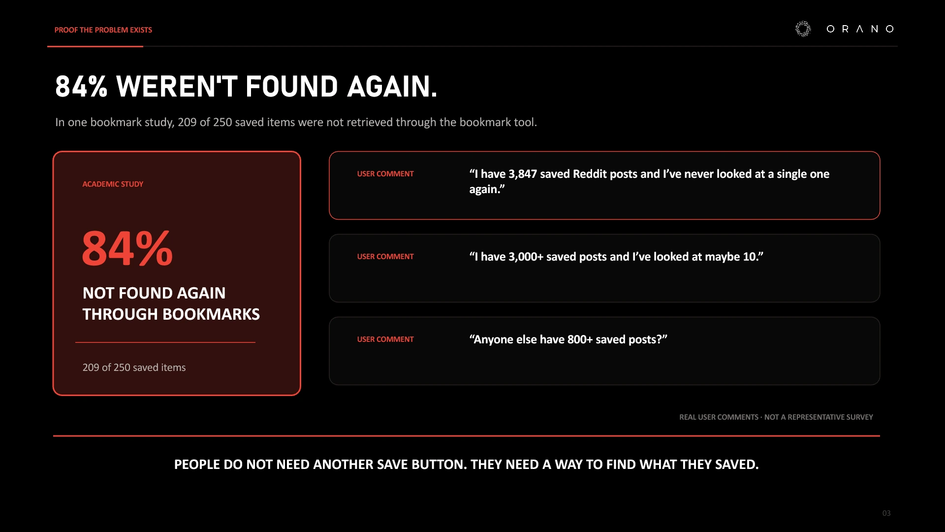 Proof: 84 percent of bookmarked targets in a study were not found again through the bookmark tool