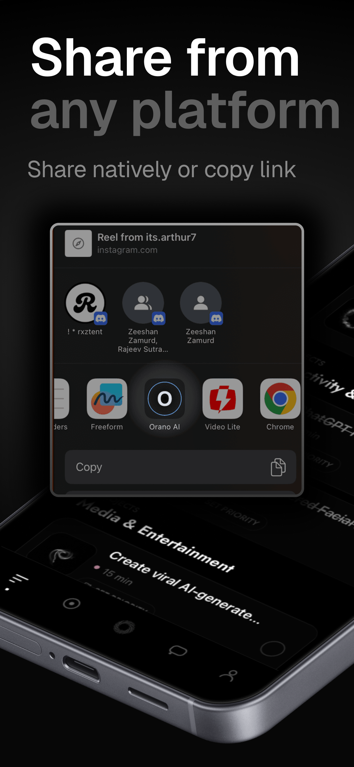 ORANO marketing visual — share from any platform