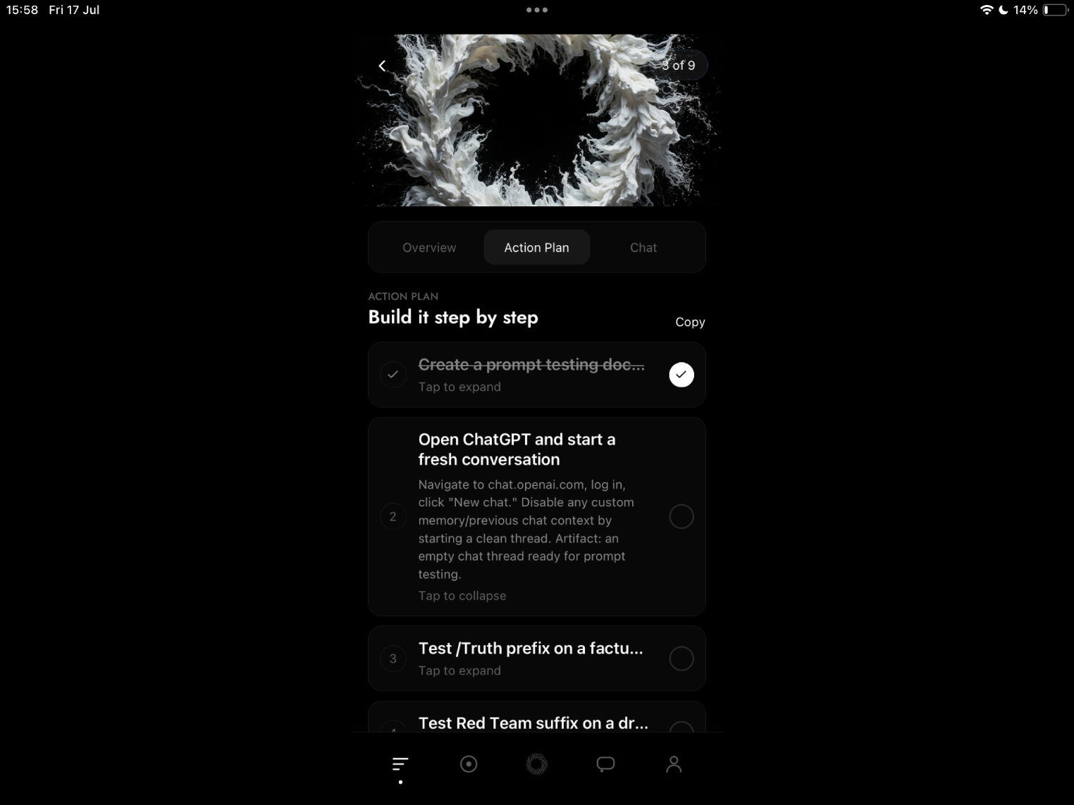 Action plan screen